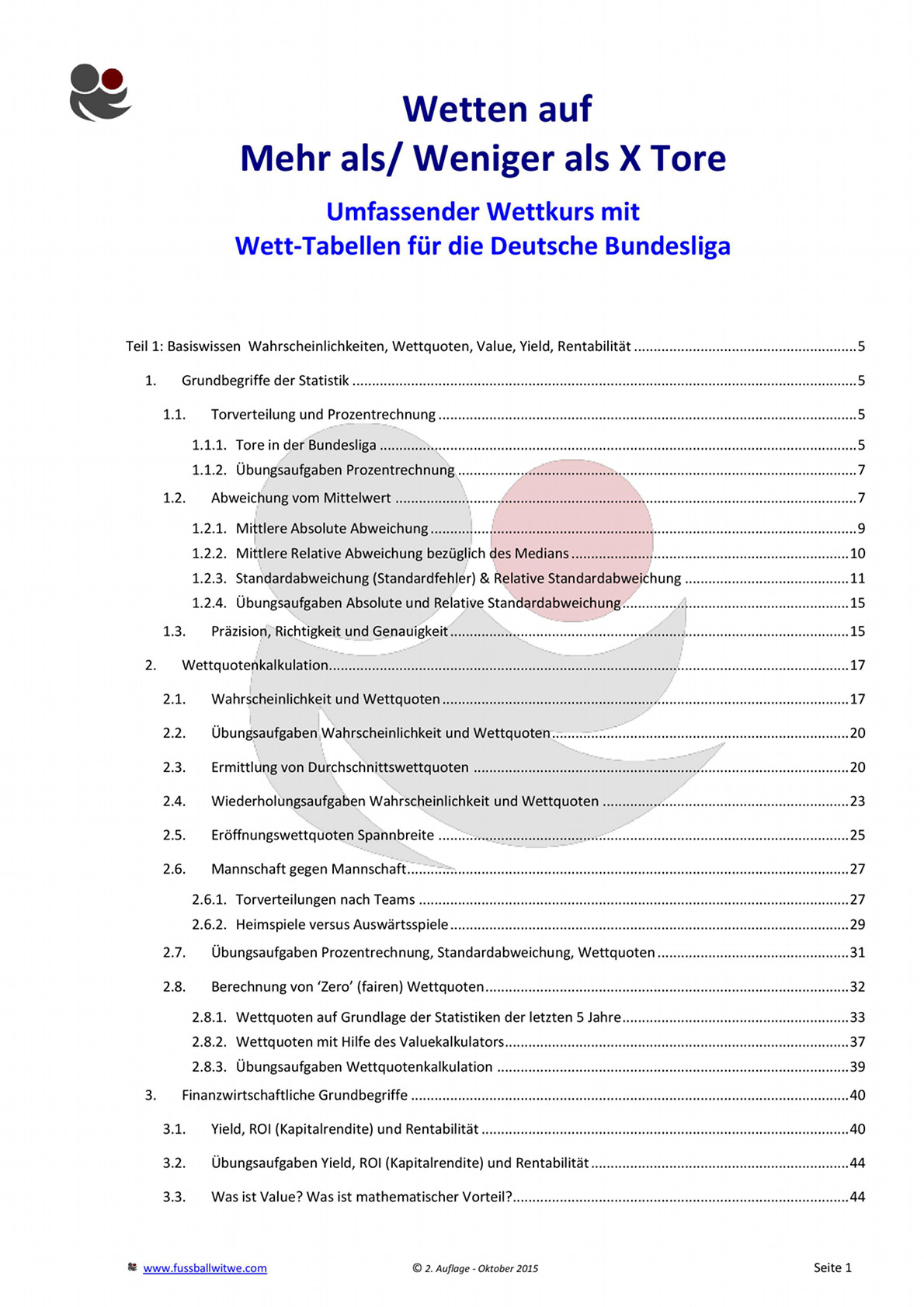 Buchvorschau: Wettkurs Inhaltsverzeichnis - Seite 1