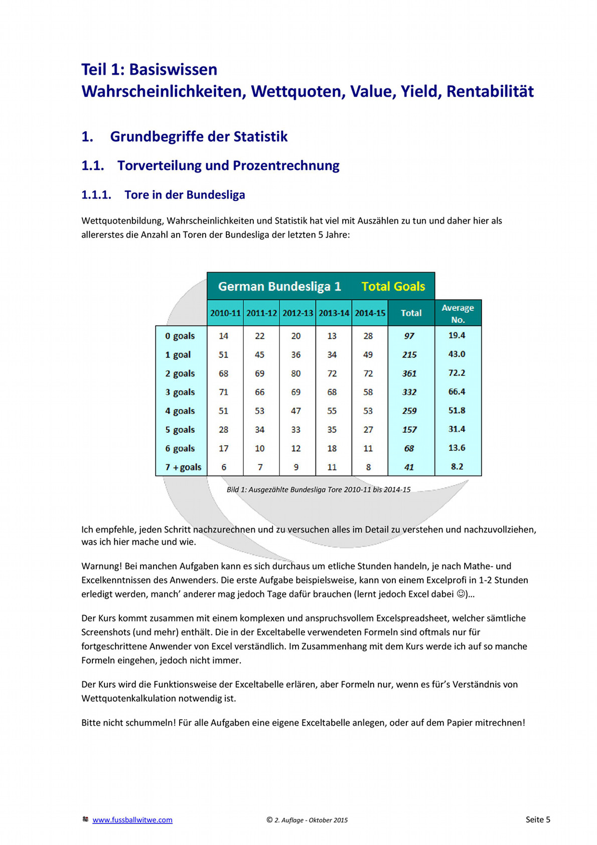 Buchvorschau: Wettkurs - Toreverteilung und Prozentrechnung - Seite 1